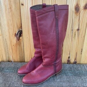 VINTAGE BoHo Hippie Burgundy Leather Dexter CAMPUS Western Boots Size 8.5 N